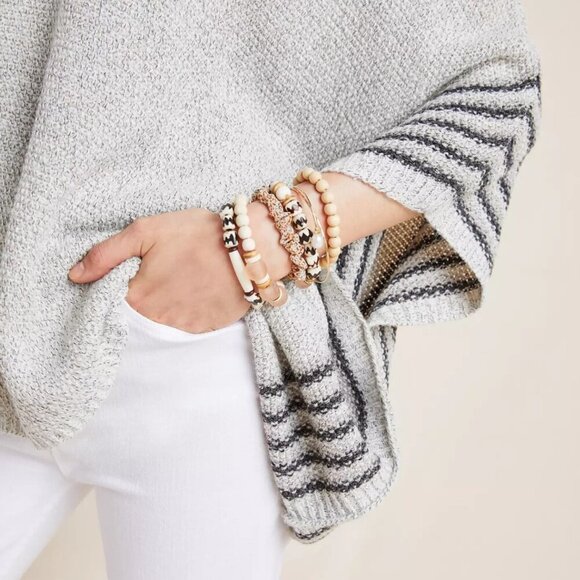 NWT Anthropologie Winnie Striped Poncho by ISLA MAUDE - Picture 2 of 6